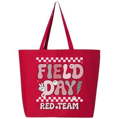 Field Day Red Team Groovy Smile Face Checkered Students 25L Jumbo Tote
