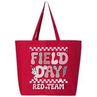 Field Day Red Team Groovy Smile Face Checkered Students 25L Jumbo Tote