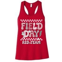Field Day Red Team Groovy Smile Face Checkered Students Womens Tank Top