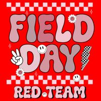 Field Day Red Team Groovy Smile Face Checkered Students Pom Pom 12in Knit Beanie