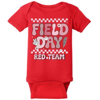 Field Day Red Team Groovy Smile Face Checkered Students Baby Bodysuit
