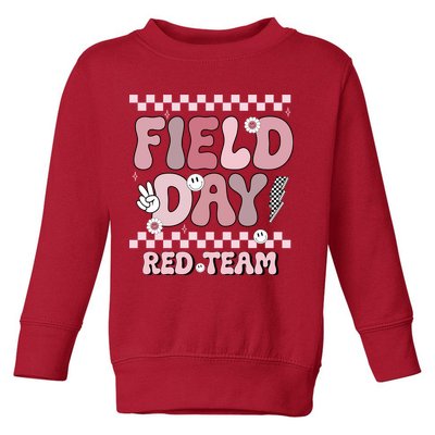 Field Day Red Team Groovy Smile Face Checkered Students Toddler Sweatshirt