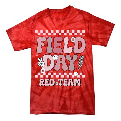 Field Day Red Team Groovy Smile Face Checkered Students Tie-Dye T-Shirt