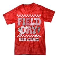 Field Day Red Team Groovy Smile Face Checkered Students Tie-Dye T-Shirt