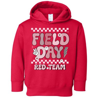 Field Day Red Team Groovy Smile Face Checkered Students Toddler Hoodie