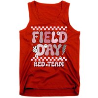 Field Day Red Team Groovy Smile Face Checkered Students Tank Top