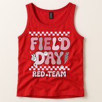 Field Day Red Team Groovy Smile Face Checkered Students Tank Top