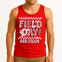 Field Day Red Team Groovy Smile Face Checkered Students Tank Top