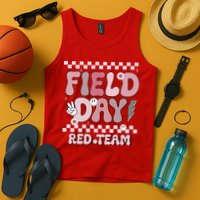 Field Day Red Team Groovy Smile Face Checkered Students Tank Top