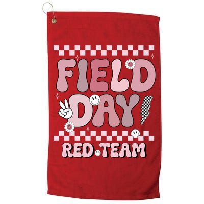 Field Day Red Team Groovy Smile Face Checkered Students Golf Towel