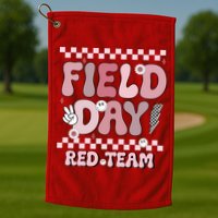 Field Day Red Team Groovy Smile Face Checkered Students Golf Towel