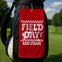Field Day Red Team Groovy Smile Face Checkered Students Golf Towel