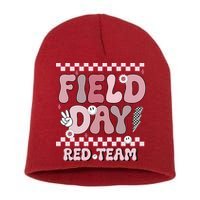 Field Day Red Team Groovy Smile Face Checkered Students Short Acrylic Beanie