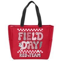 Field Day Red Team Groovy Smile Face Checkered Students Zip Tote Bag