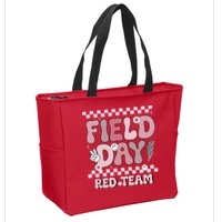Field Day Red Team Groovy Smile Face Checkered Students Zip Tote Bag