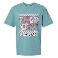Field Day Red Team Groovy Smile Face Checkered Students Sueded Cloud Jersey T-Shirt