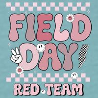 Field Day Red Team Groovy Smile Face Checkered Students Sueded Cloud Jersey T-Shirt