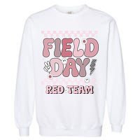 Field Day Red Team Groovy Smile Face Checkered Students Garment-Dyed Sweatshirt