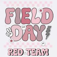 Field Day Red Team Groovy Smile Face Checkered Students Garment-Dyed Sweatshirt