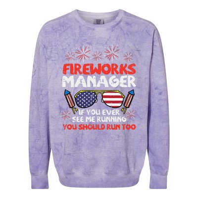 Fireworks Director Run Funny Fourth Of July 4th Colorblast Crewneck Sweatshirt