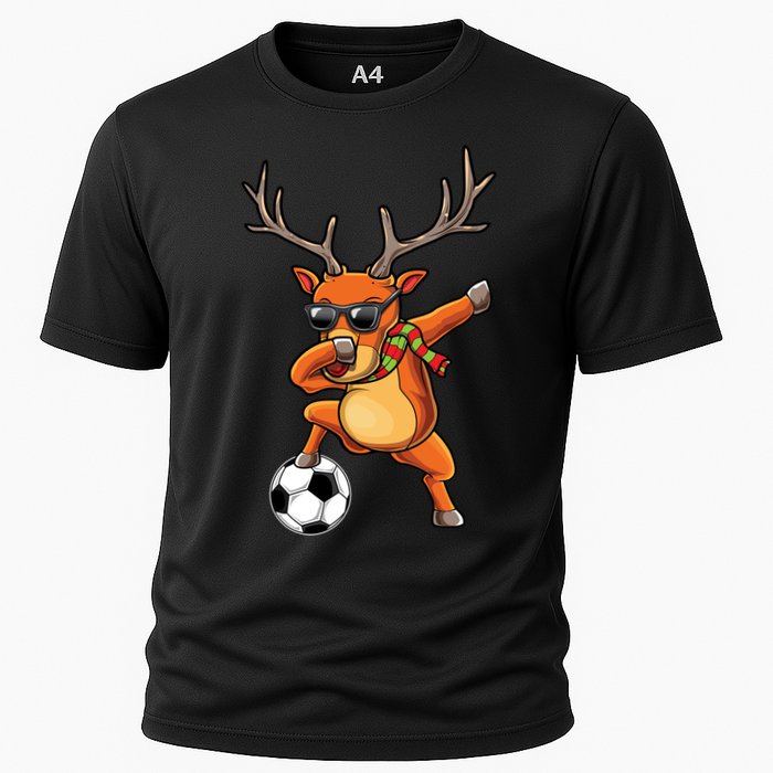 Funny Dabbing Reindeer Dab Christmas Soccer X Mas Funny Gift Cooling Performance Crew T-Shirt