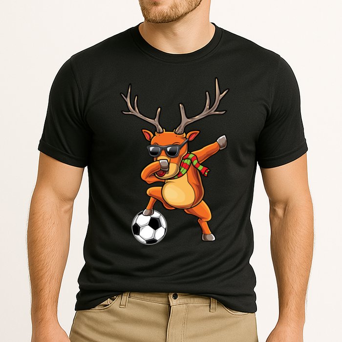 Funny Dabbing Reindeer Dab Christmas Soccer X Mas Funny Gift Cooling Performance Crew T-Shirt