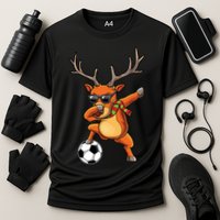 Funny Dabbing Reindeer Dab Christmas Soccer X Mas Funny Gift Cooling Performance Crew T-Shirt