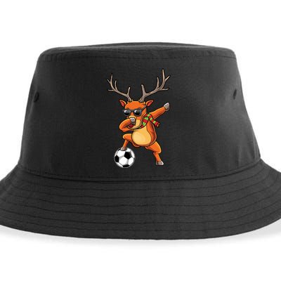 Funny Dabbing Reindeer Dab Christmas Soccer X Mas Funny Gift Sustainable Bucket Hat
