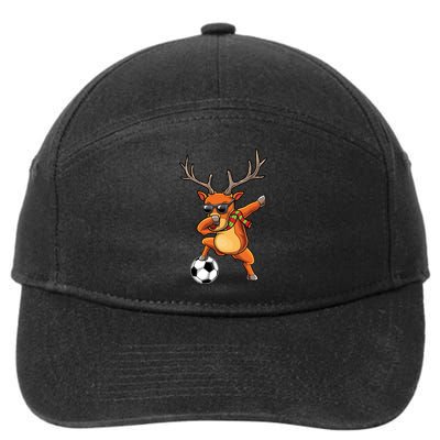 Funny Dabbing Reindeer Dab Christmas Soccer X Mas Funny Gift 7-Panel Snapback Hat