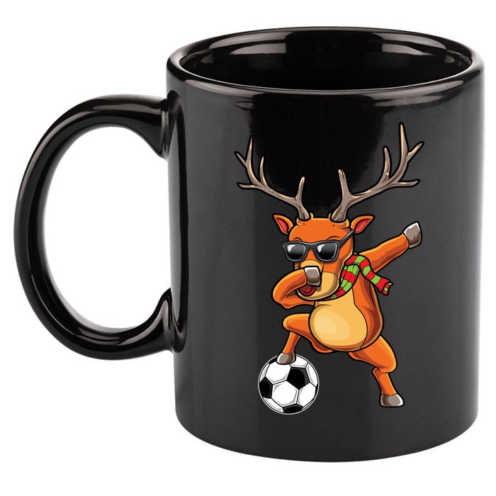 Funny Dabbing Reindeer Dab Christmas Soccer X Mas Funny Gift 11oz C Handle Ceramic Mug