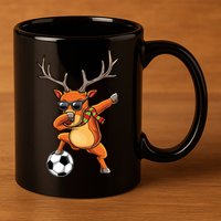 Funny Dabbing Reindeer Dab Christmas Soccer X Mas Funny Gift 11oz C Handle Ceramic Mug