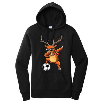 Funny Dabbing Reindeer Dab Christmas Soccer X Mas Funny Gift Women's Pullover Hoodie