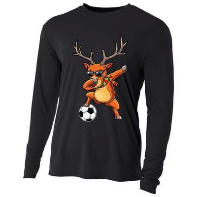 Funny Dabbing Reindeer Dab Christmas Soccer X Mas Funny Gift Cooling Performance Long Sleeve Crew