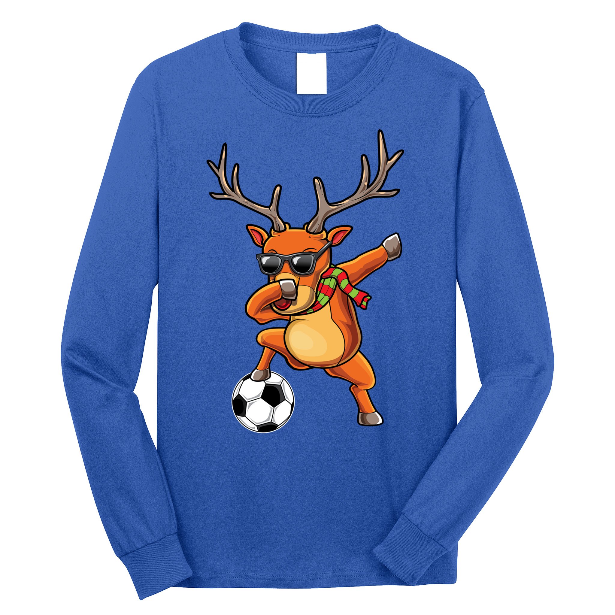 Funny Dabbing Reindeer Dab Christmas Soccer X Mas Funny Gift Long Sleeve Shirt