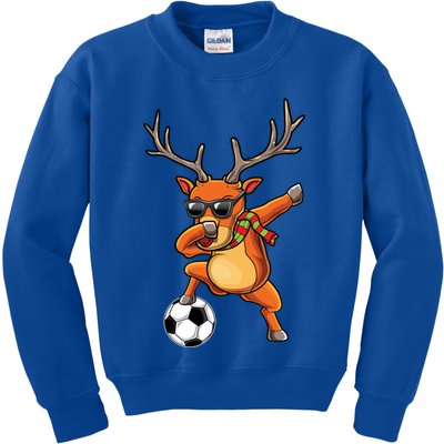 Funny Dabbing Reindeer Dab Christmas Soccer X Mas Funny Gift Kids Sweatshirt