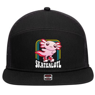 Funny Disco Roller Skate Axolotl Kawaii Salamander  7 Panel Mesh Trucker Snapback Hat