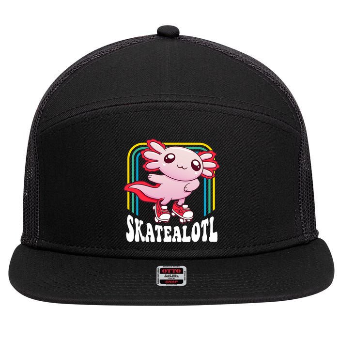 Funny Disco Roller Skate Axolotl Kawaii Salamander  7 Panel Mesh Trucker Snapback Hat