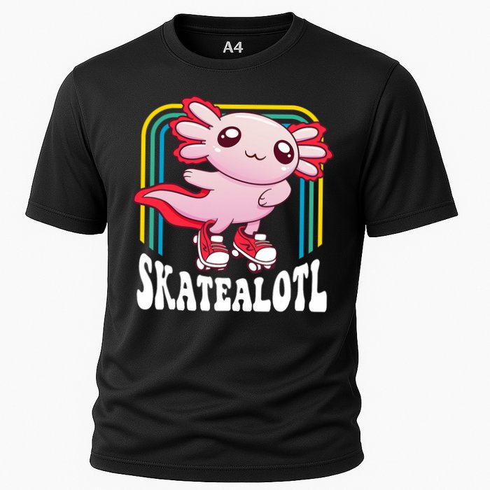 Funny Disco Roller Skate Axolotl Kawaii Salamander  Cooling Performance Crew T-Shirt