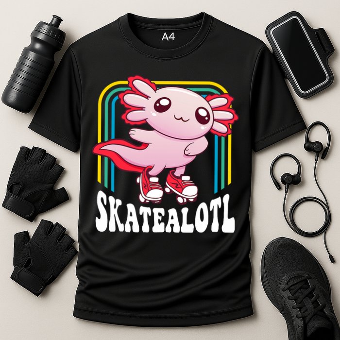 Funny Disco Roller Skate Axolotl Kawaii Salamander  Cooling Performance Crew T-Shirt
