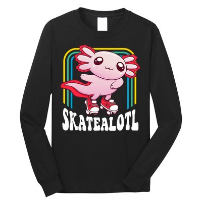 Funny Disco Roller Skate Axolotl Kawaii Salamander  Long Sleeve Shirt