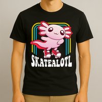 Funny Disco Roller Skate Axolotl Kawaii Salamander  T-Shirt
