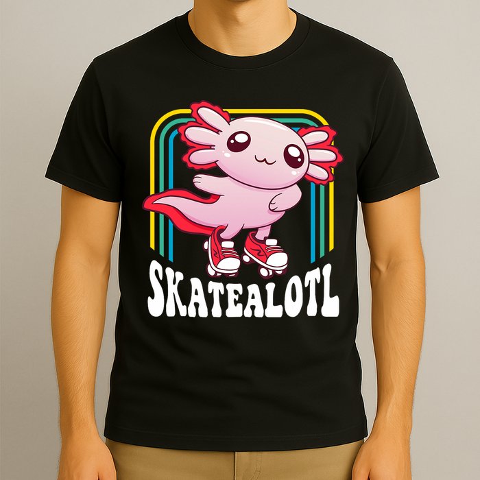 Funny Disco Roller Skate Axolotl Kawaii Salamander  T-Shirt