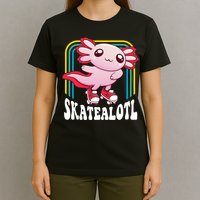 Funny Disco Roller Skate Axolotl Kawaii Salamander  T-Shirt