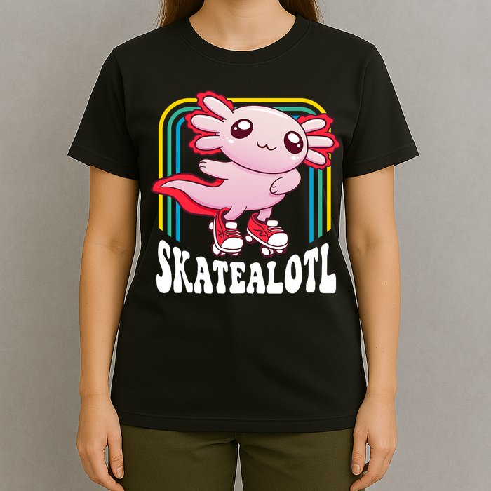 Funny Disco Roller Skate Axolotl Kawaii Salamander  T-Shirt