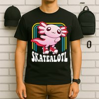 Funny Disco Roller Skate Axolotl Kawaii Salamander  T-Shirt