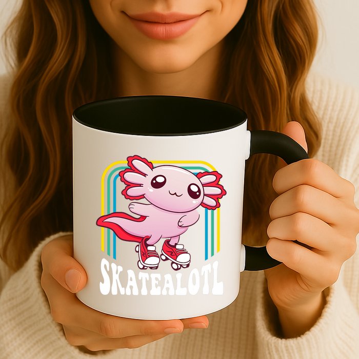 Funny Disco Roller Skate Axolotl Kawaii Salamander  Mug