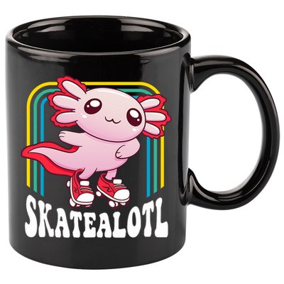 Funny Disco Roller Skate Axolotl Kawaii Salamander  11oz C Handle Ceramic Mug