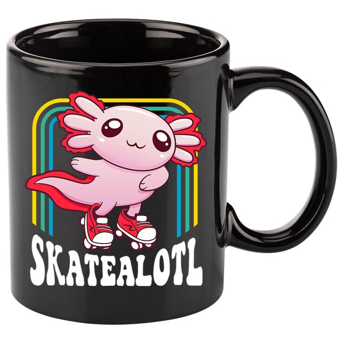 Funny Disco Roller Skate Axolotl Kawaii Salamander  11oz C Handle Ceramic Mug