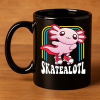 Funny Disco Roller Skate Axolotl Kawaii Salamander  11oz C Handle Ceramic Mug