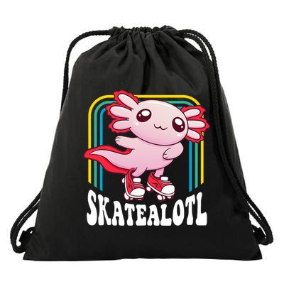Funny Disco Roller Skate Axolotl Kawaii Salamander  Drawstring Bag